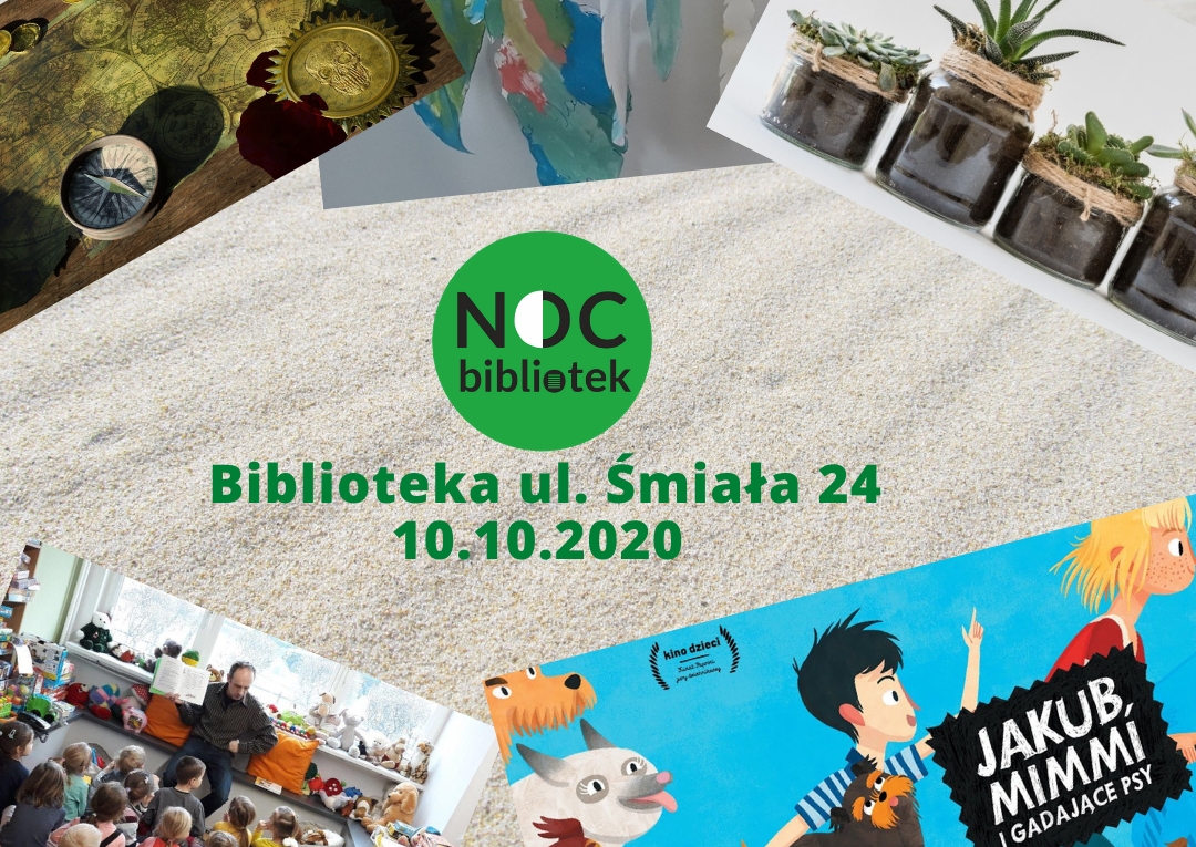 Grafika informująca o akcji Noc Bibliotek 2020