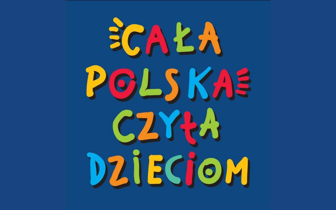 logo cała polska czyta dzieciom na granatowym tle
