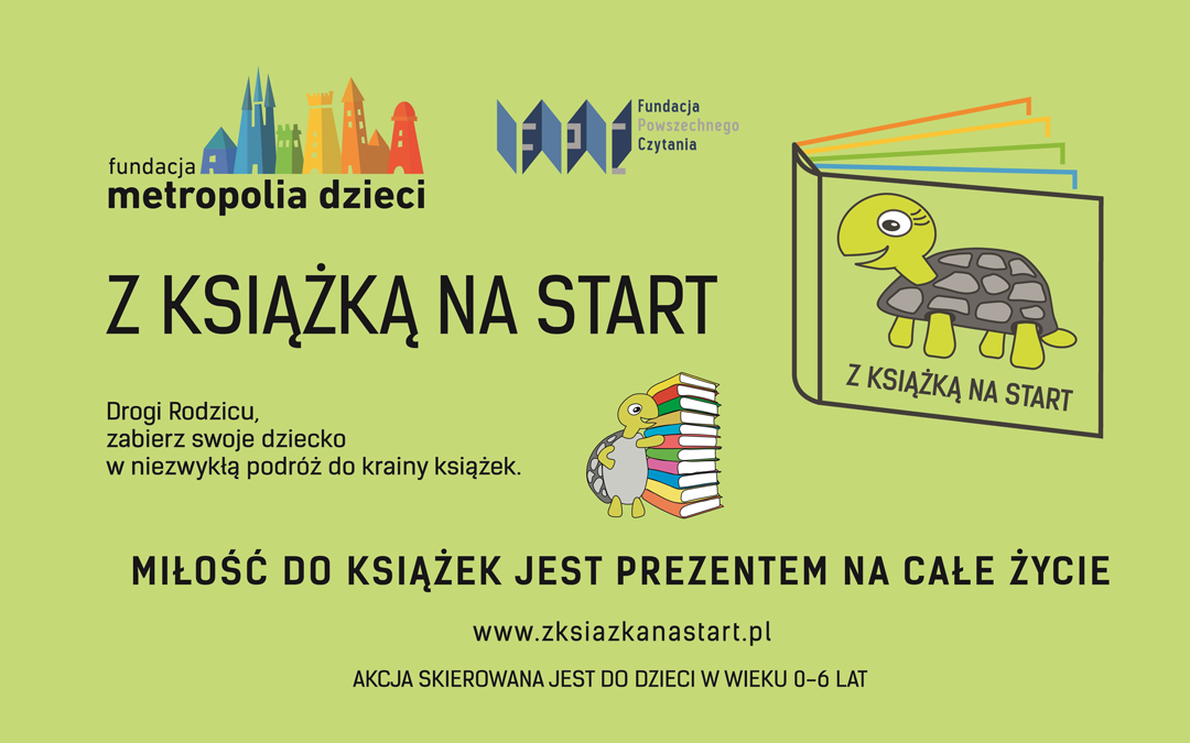 Plakat informujący o projekcie z książką na start