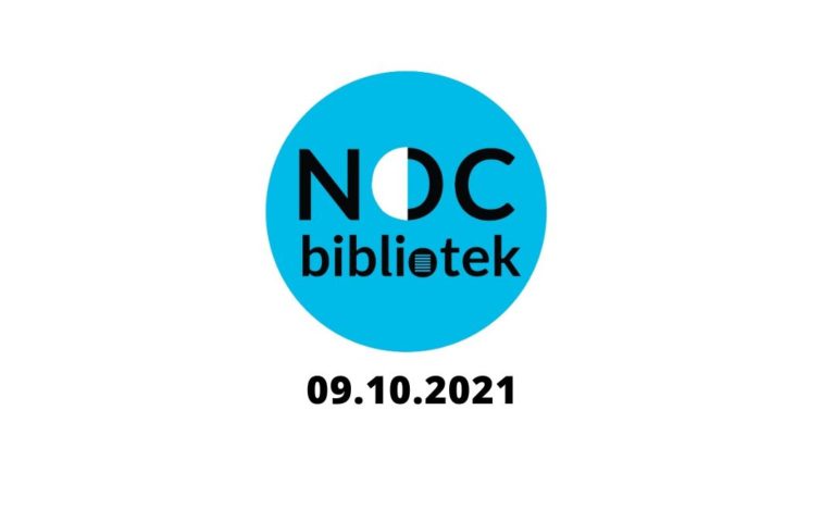 Logo akcji Nocy Bibliotek wraz z datą 09.10.2021 r.