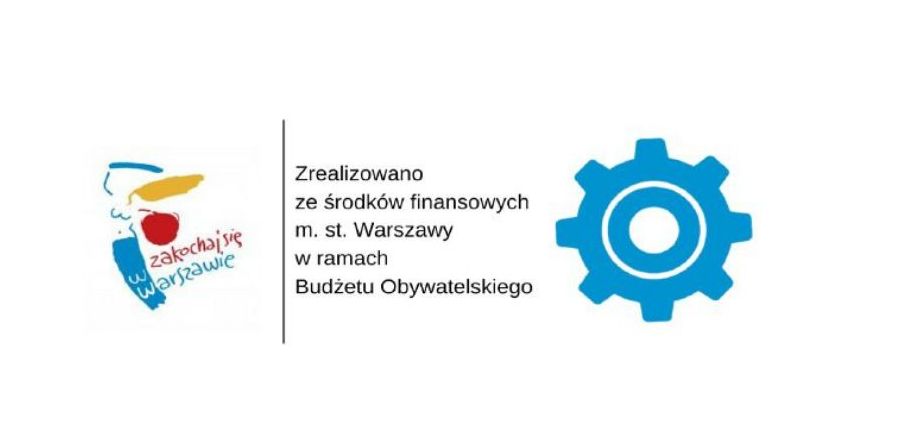 logo budżetu obywatelskiego zawierająca napis: Zrealizowano ze środków finansowych m. st. Warszawy w ramach Budżetu Obywatelskiego.