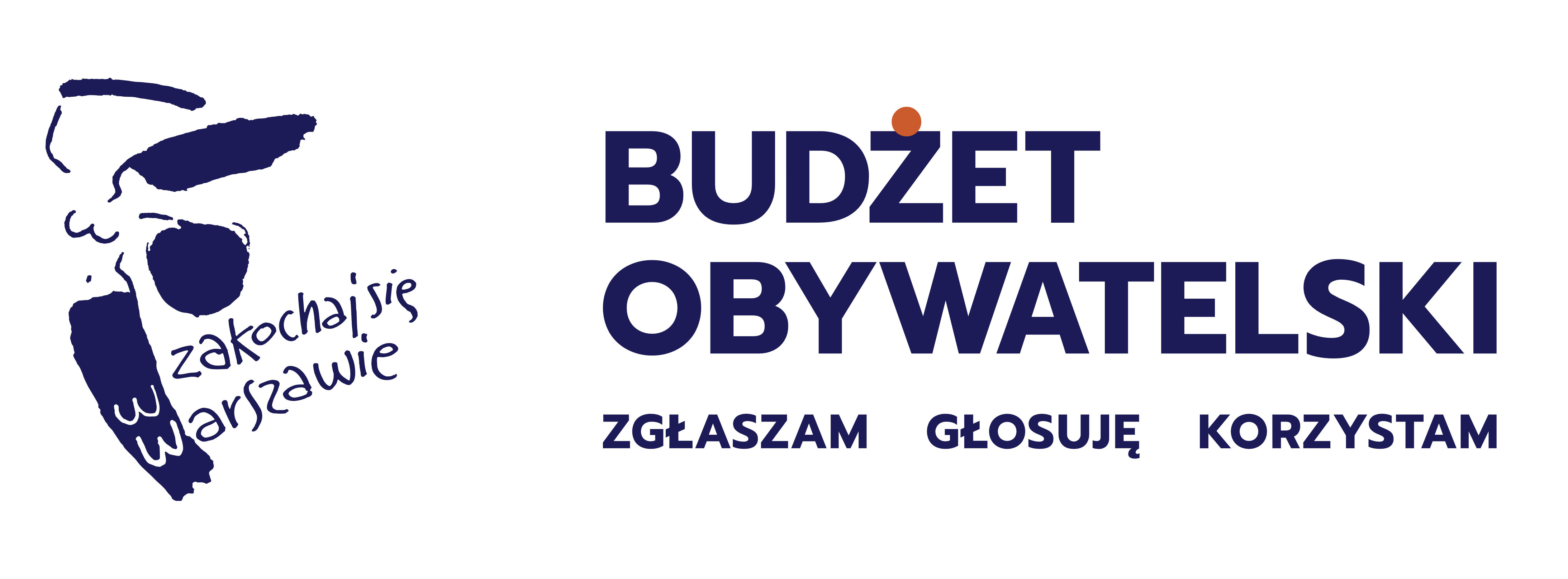 logo budzetu obywatelskiego 2021 2022 napisy: budżet obywatelski zakochaj się w warszawie zgłaszam głosuję korzystam