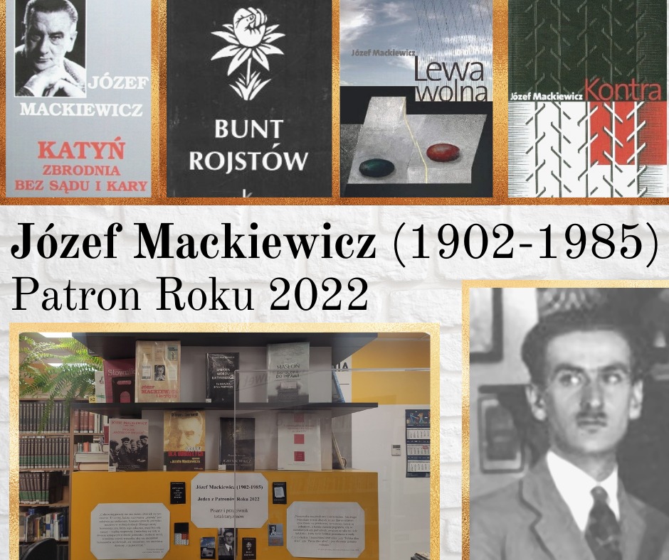 kolaż okładek książek Józefa Mackiewicza