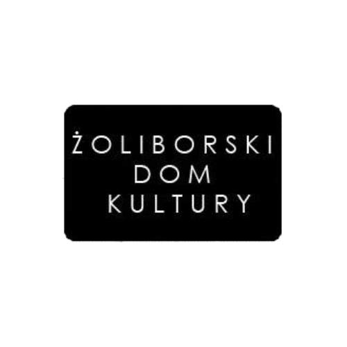 logotyp żoliborskiego domu kultury na białym tle w kwadracie, napisy: żoliborski dom kultury