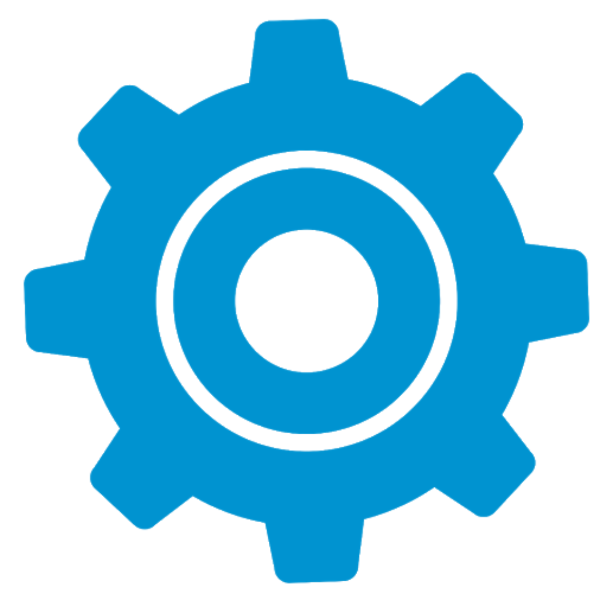 niebieskie koło zębate na białym tle