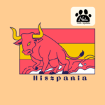 Obrazek wyróżniający. Flaga Hiszpanii oraz rysunek byka. Obok logo "Nela Mała reporterka".