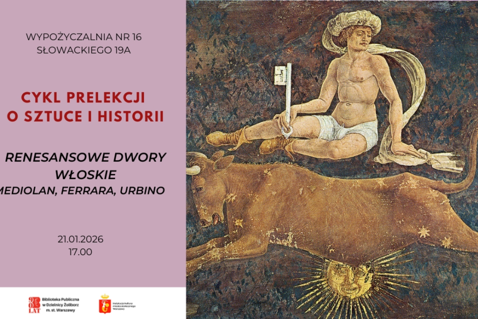 grafika przedstawiająca fragment malowidła z renesansowego dworu włoskiego