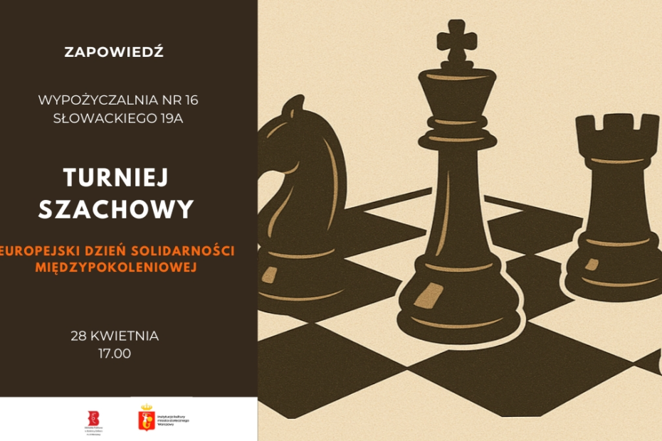 plakat reklamujący międzypokoleniowy turniej szachowy