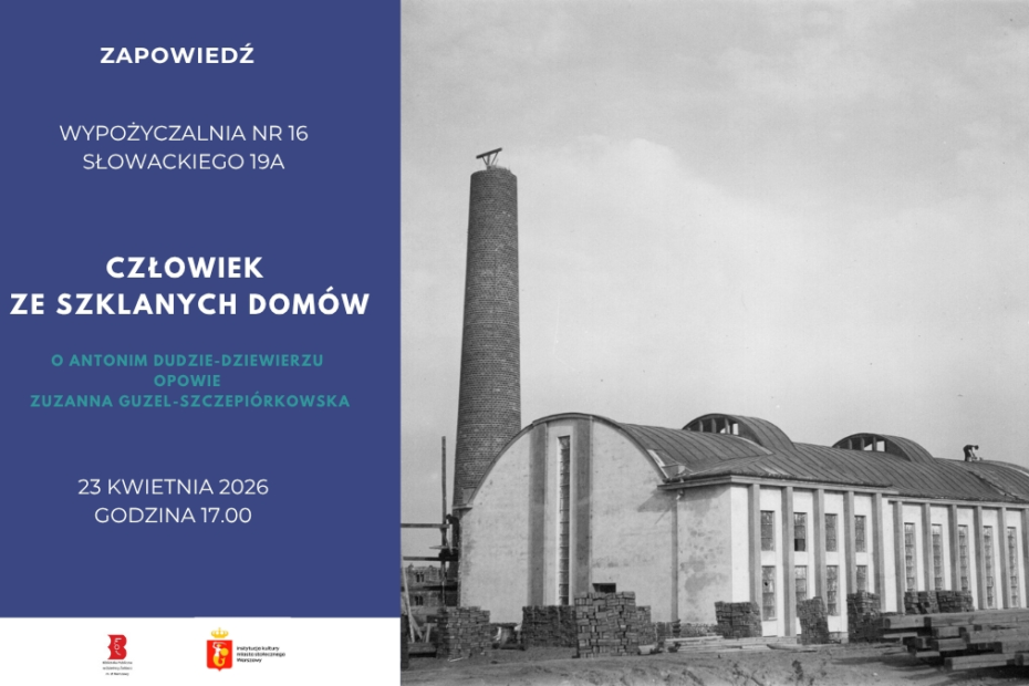 plakat w stylu retro reklamujący spotkanie autorskie dotyczące problematyki spółdzielczości