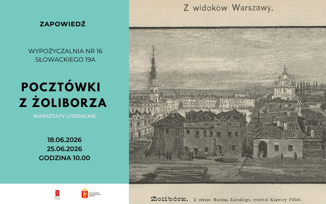 na grafice czarno-biała fotografia Żoliborza