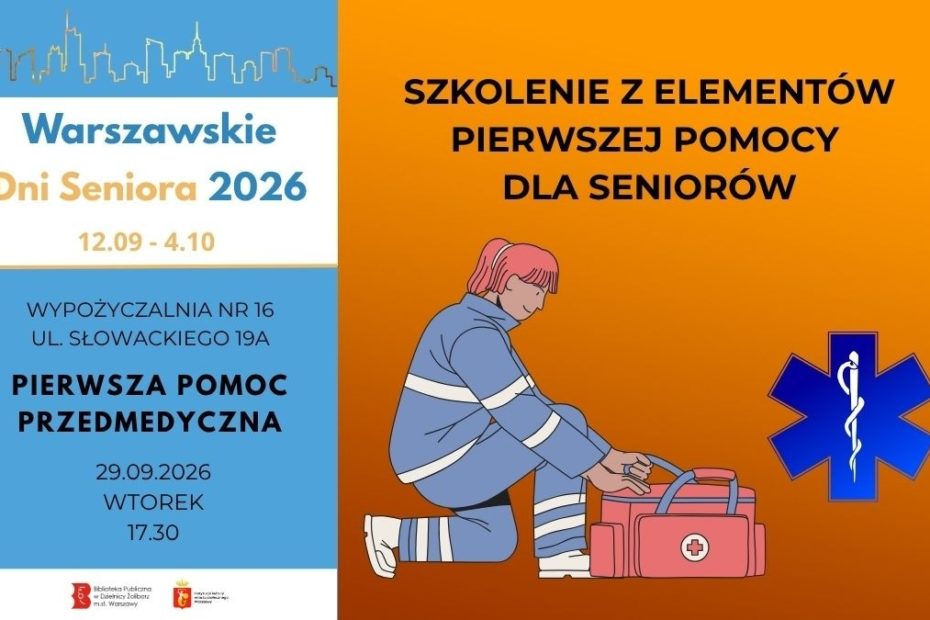 ratownik medyczny udzielający pomocy, znak medyczny, szkolenie z elementów pierwszej pomocy dla seniorów