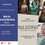 spotkanie z mają jaszewską, okładki jej książki, 30 pazdziernika