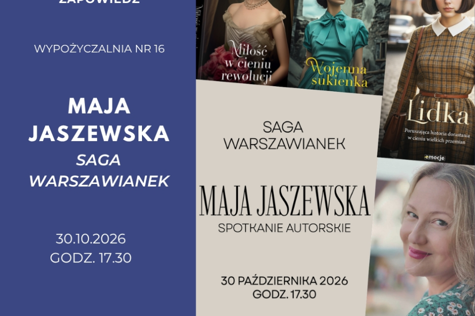 spotkanie z mają jaszewską, okładki jej książki, 30 pazdziernika